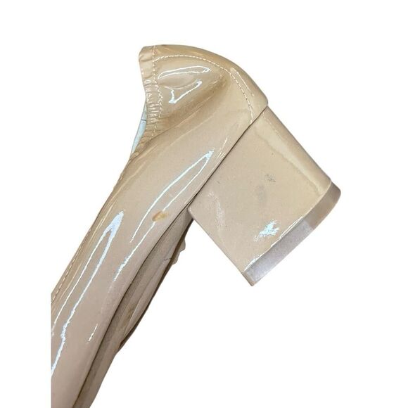 Jeffrey Campbell Nude Patent Leather Round Toe Block Heels Size 10 Wide Fit - Picture 8 of 11
